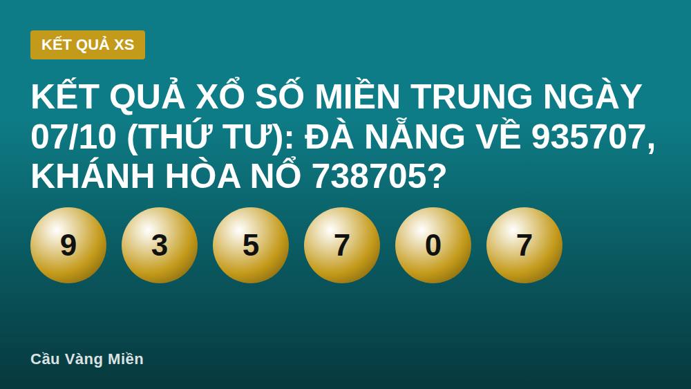 Kết quả xổ số miền Trung ngày 07/10 (Thứ Tư): Đà Nẵng về 935707, Khánh Hòa nổ 738705?